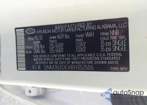 2024 Hyundai Tucson Sel from USA, damaged, VIN 5NMJB3DEXRH352506